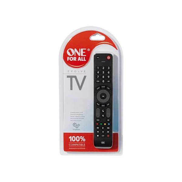 En för alla URC7115 Evolve Universal vidvinkel högkvalitativ TV-fjärrkontroll