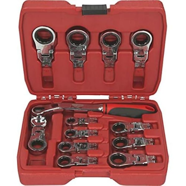 Skiftnyckel - KS TOOLS - Set med 13 delade ratchet-nycklar - Stål - 12 kanter - 180° svängbar huvud Färg