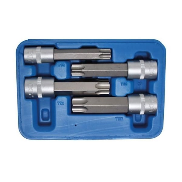 Bitshylsset 12,5 mm (1/2") MAXI Profile T (för Torx) med borrning 4 stycken