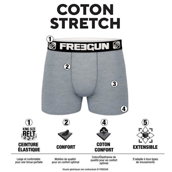 FREEGUN boxershorts i bomull för män - Komfort, Stretch - Paket med 6 - Röd, Grå, Svart Röd XXL