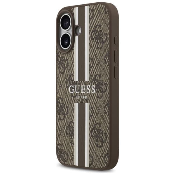 Coque Guess Hardcase 4G Printed Stripes MagSafe för iPhone 17 - Brun Brun