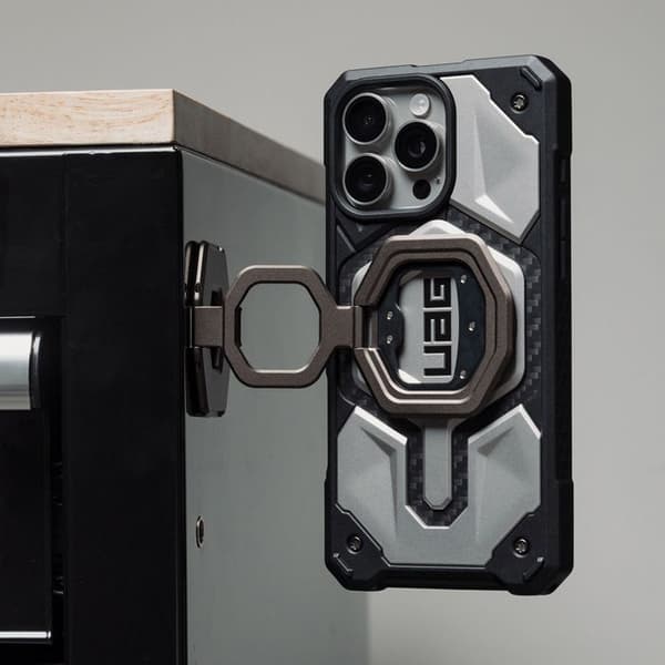Magnetiskt Stöd Smartphone - UAG - Monarch Mag2 - 360° Rotationsring - Dubbel Magnetisk System - Grå Grå