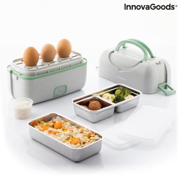 Elektrisk lunchlåda - InnovaGoods - Beneam - 3 i 1 - 200W - Bärbar och demonterbar Grågrön