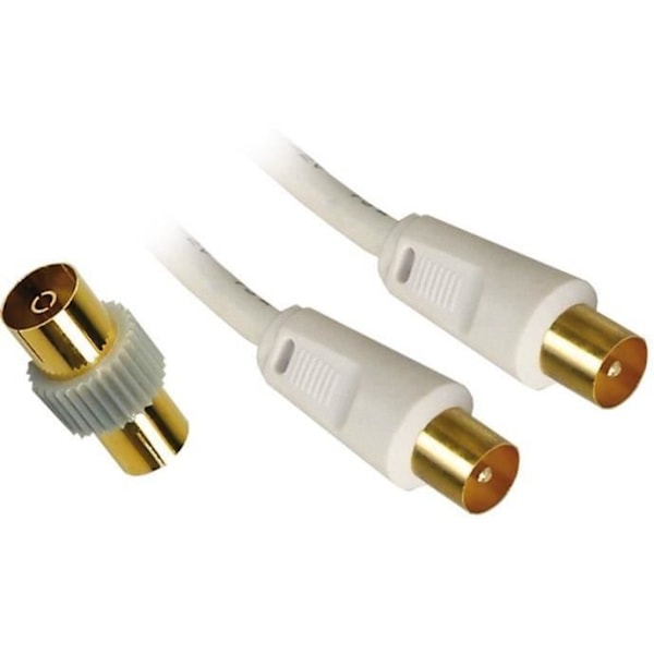 APM TV-kabel - hane/hane - 9,52 mm - vit - 10 m + honadapter