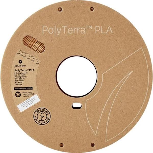 Polymaker 70976 PolyTerra PLA Filament låg plast, vattenlöslig 1,75 mm 1000 g träbrun (satin) 1 p