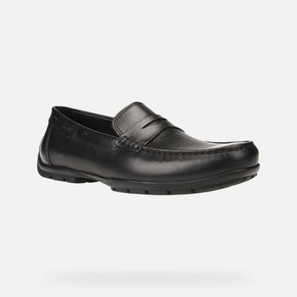 Loafers för män - Geox - U MONER W 2FIT - Svart läder - Bekväm och andas Svart 45