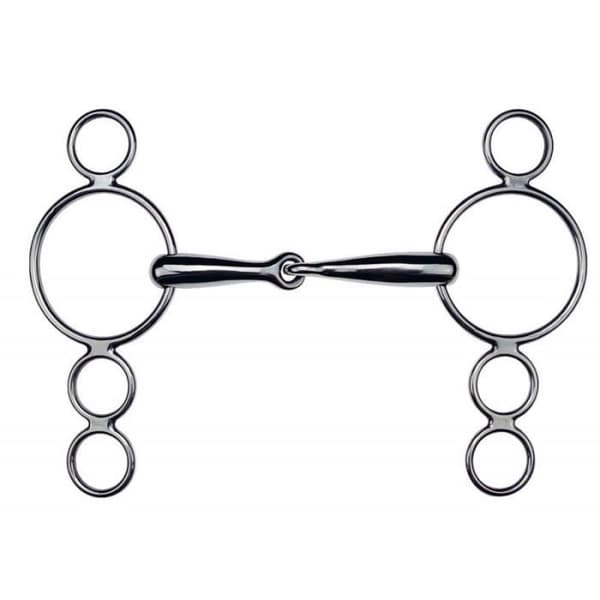 Mors för häst Feeling 4 Ringar full - svart/silver - 95 mm