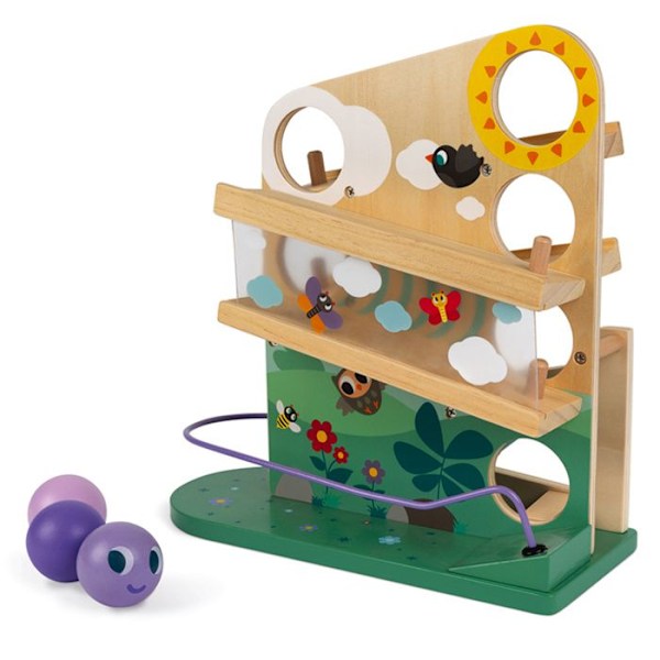 JANOD - Wooden Caterpillar Descender - Baby Development Toy - Idealisk för att utveckla observation och fingerfärdighet Flerfärgad