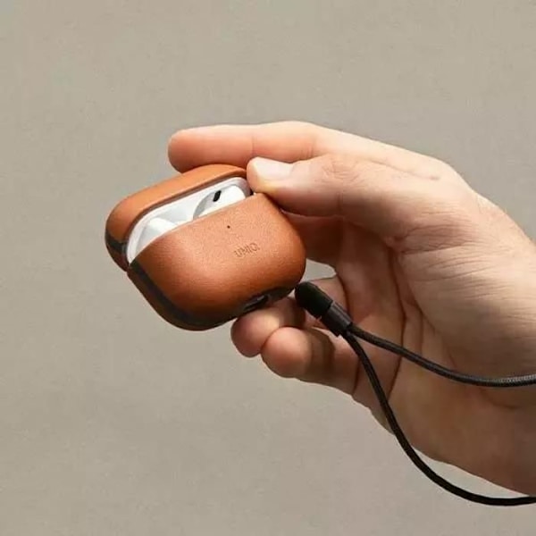 Etui i läder för UNIQ hörlurar för AirPods Pro 2:a generationen äkta läder
