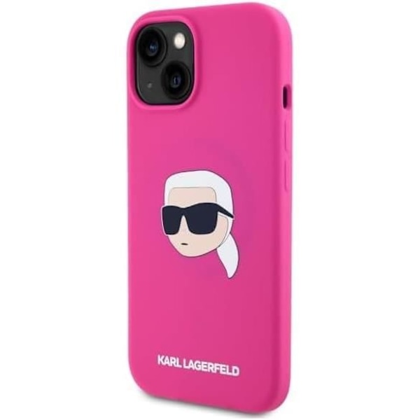 Coque iPhone 15 - Karl Lagerfeld - KLHMP15SSKHPPLF - Silikon - Fuchsia - Kompatibel med MagSafe fuchsia