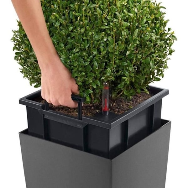 LECHUZA Planteringsmaskin Cubico 40 ALL-IN-ONE Charcoal 18194 metallisk antracit