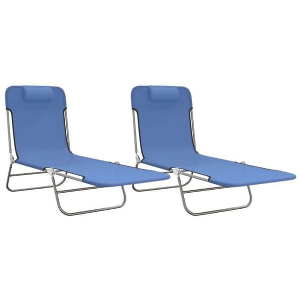 vidaXL Set med 2 Fällbara Solstolar, Solsäng, Terrassstol, Uteplatsstol, Blå 360180 Blå