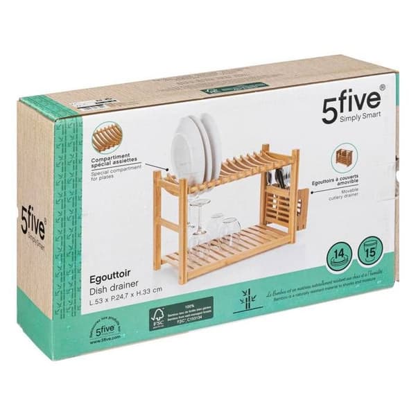 Diskställ 2 nivåer och bestick i bambu beige