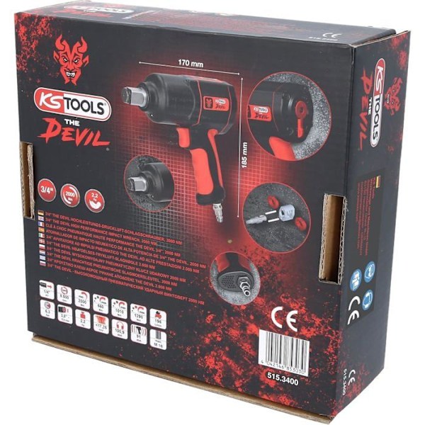 Slagnyckel - KS TOOLS - Mini 1/2 pneumatisk - Hög prestanda - Lätt vikt 1,2 kg - Kompakt 153 mm