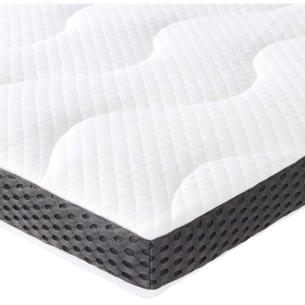 7 cm madrass av gelskum - Basics - 140 x 200 cm - Vit - Avtagbart överdrag