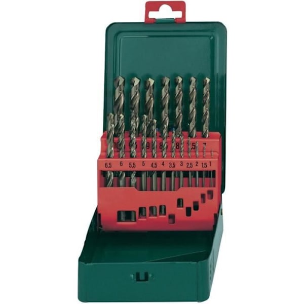 Metabo 19-delad spiralborrsats för metall HSS 627157000 Kobolt DIN 338 cylindriskt skaft 1 set