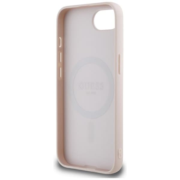 Coque Guess Grained Gold Ring MagSafe för iPhone 16e - Rosa Rosa