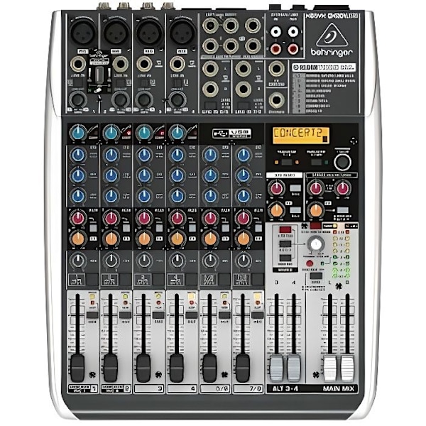 Behringer QX1204USB Premium 12-ingångar 2/2-buss mixer med Xenyx Mic Preamps kompressorer