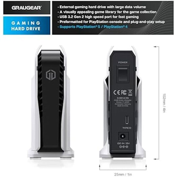 Extern hårddisk - GRAUGEAR - G-3501-A-10G - 4 To - USB 3.0 - Svart