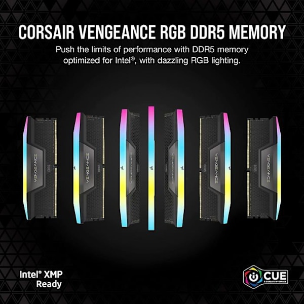 Corsair Vengeance RGB DDR5 32 GB (2 x 16 GB) 6400 MHz CL36 - Svart - Dual Channel Kit 2 RGB DDR5 RAM PC5-51200 - CMH32GX