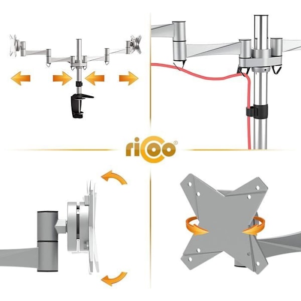 Stöd PC 2 Skärmar TS3311 Vridbar Lutande Ledad Arm Skärm Monitor 13-26 33-66cm Bordsfäste VESA RICOO