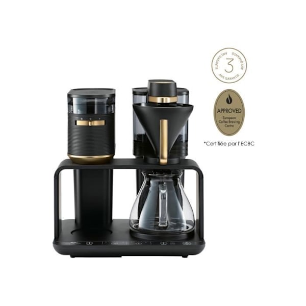 Filterkaffebryggare - Melitta - EPOS 1024-02 - Svart och guld - 8 koppar - Integrerad kvarn