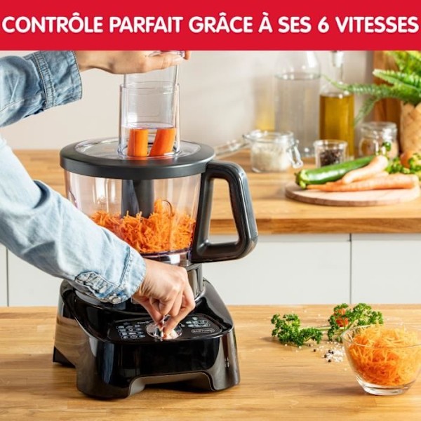 Moulinex DoubleForce 1000 W multifunktionsrobot med blender, 8 tillbehör FP821811 Svart