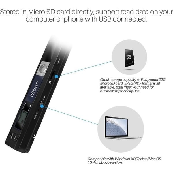 Bärbar Scanner - GENERIC - Youool Mini Scanner - 900 dpi - Skanning JPEG/PDF - A4