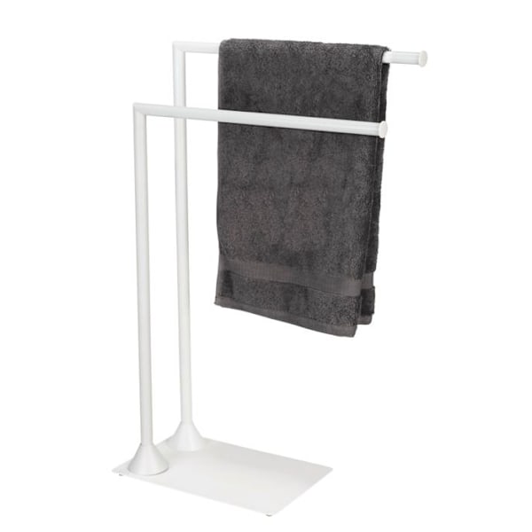 WENKO Handduksställ HELLA | Ställ för Handdukar Badrum 2 Stänger | Rensamt Design | Matt Vit | 43,5x78,5x20 cm Matt vit