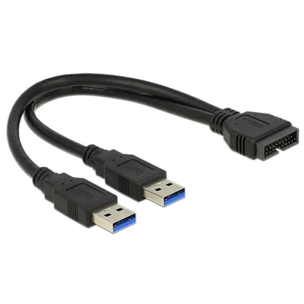 USB 3.0-kabel - DELOCK - ICOC USB3 Y2UA - Split 1x2 - 19 stift - 25 cm - Svart