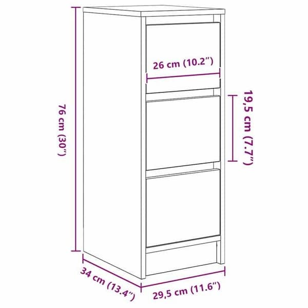 vidaXL Buffé vit 29,5x34x76 cm ingenjörsträ 861634