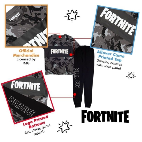 Pyjamas - Fortnite nattlinne - Fortnite - Pojktröja Svart 9-10 år gammal