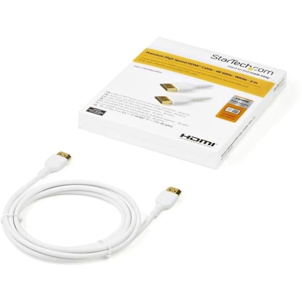 STARTECH RHDMM2MPW High Speed HDMI-kabel med Ethernet 4K 60 Hz 2 m Vit