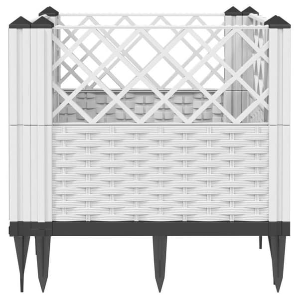 vidaXL Blomlåda med pinnar vit 43,5x43,5x43,5 cm PP 368010