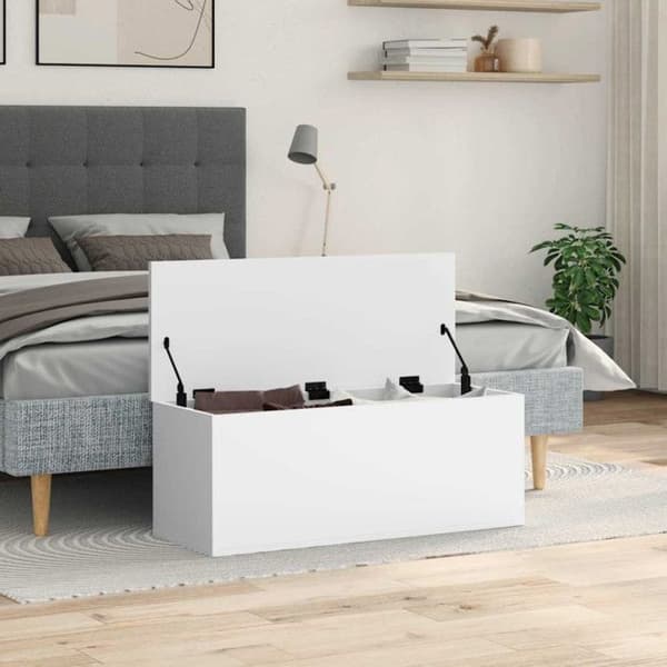 Förvaringslåda vit 90x35x35 cm träfiberboard Vit