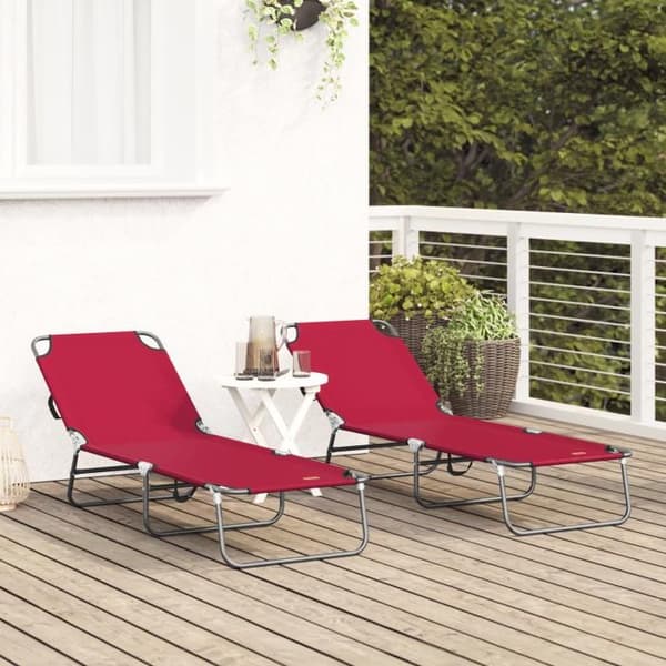 Liggstol - Fällbar - 2 st - Röd - UV-beständig - Modern design Röd