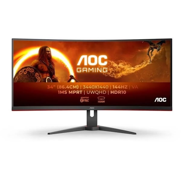 AOC CU34G2XE 34" WQHD Curved PC Monitor VA Panel 144Hz 1ms 1 HDMI 1DP Adaptive Sync Svart