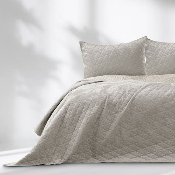 Sängöverkast - LAILA - Beige - Polyester sammet - 170 x 270 cm beige