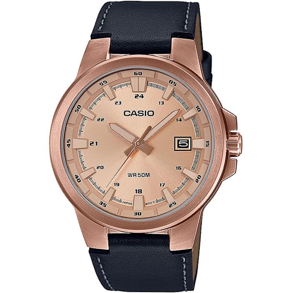 Klocka - Casio - MTP-E173RL-5AVEF - Läder Night Blue - Quartz - WR 50m Midnattsblå