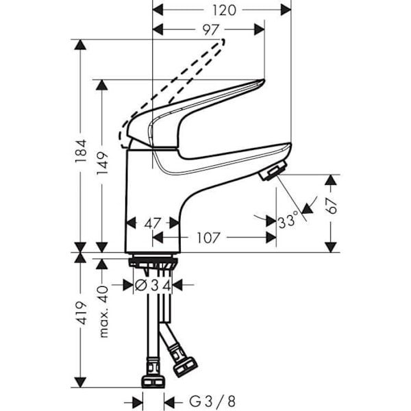 hansgrohe (HB7HL) Hansgrohe Novus Engreppsblandare 70 utan avlopp Krom Silver - 71021000