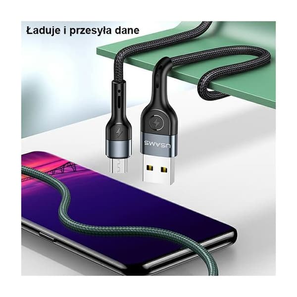 USAMS 1m Micro USB-kabel Snabbladdning Grön