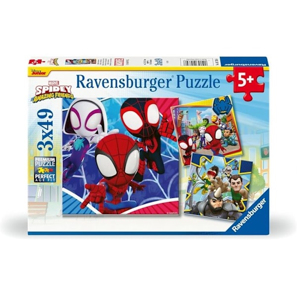 Ravensburger-SPIDERMAN-Pussel 3x49 bitar - Spidey, webbskjutaren-4005556057306-5 år och uppåt Flerfärgad