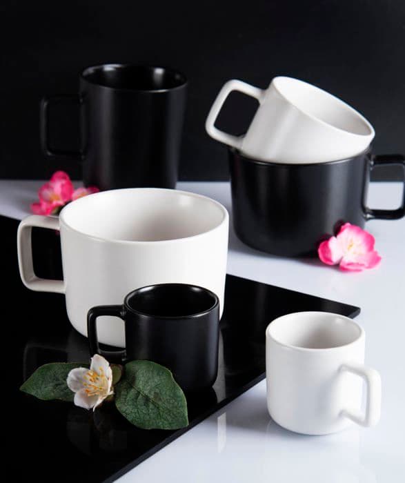 Tasse - Excelsa - Nordic - Set om 6 - Stengods - 80 ml Vit