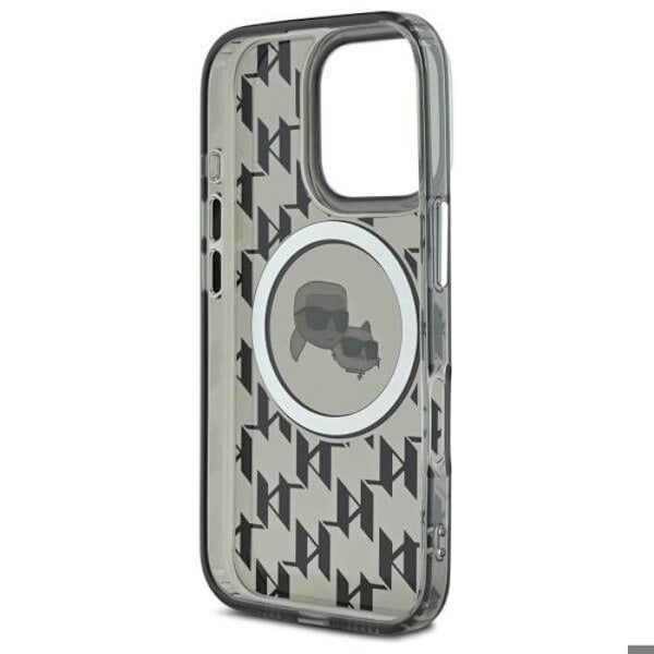 Coque MagSafe Karl Lagerfeld IML Monogram Karl & Choupette för iPhone 16 Pro Max (svart)
