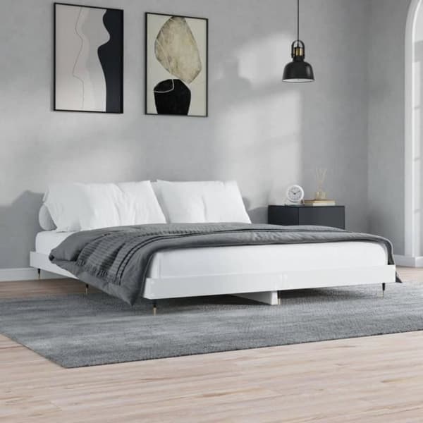 vidaXL Sängstomme Vit 200x200 cm Konstruerat trä 832109