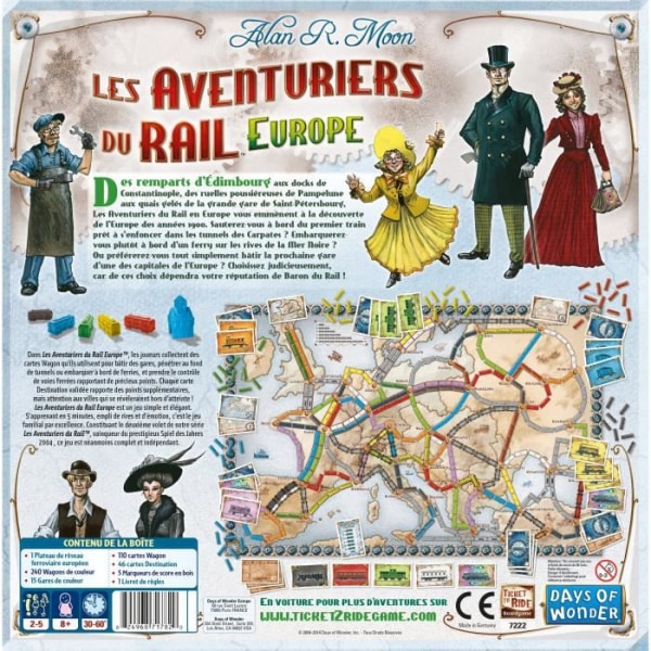 Days of Wonder | Rail Adventurers: Europe | Unbox nu | Brädspel | Från 8 år | Kompatibel med Alexa