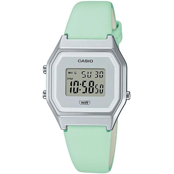 Casio Watch - Dam - LA680WEL-3EF - Grönt läder - Kvarts - Digital - 3 Atm - Läder - Fyrkantigt Grön