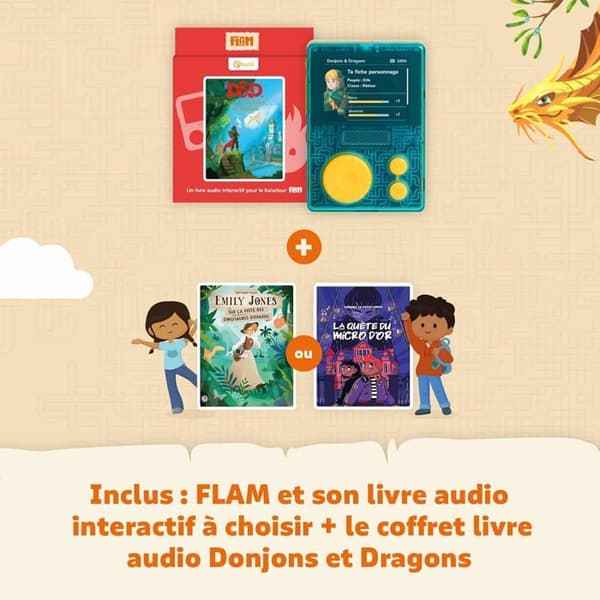 Interaktiv ljudboksbox - Lunii FLAM - D&D - 2 ljudböcker - 5 timmar äventyr