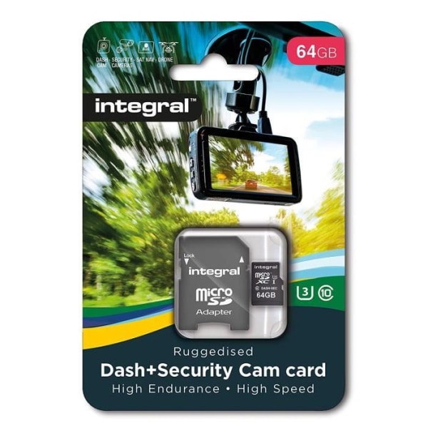 Integral - XC 64GB Micro SD, High Endurance Memory Card för Dashcam Driving Recorder, upp till 95Mb/s, Klass 10, U3+