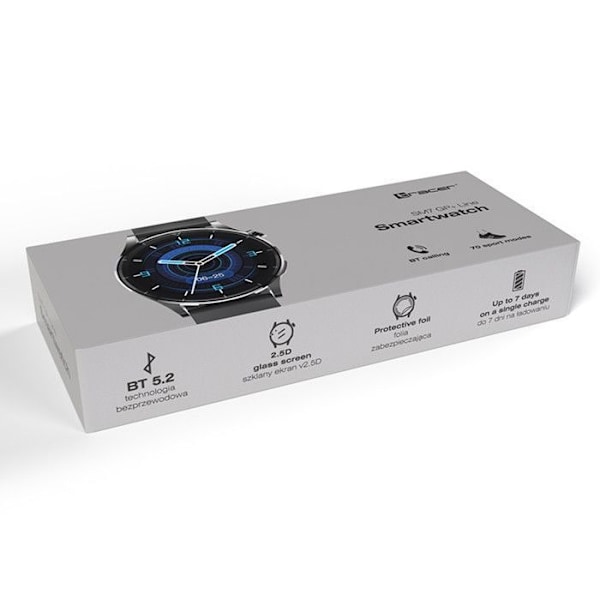 Tracer smartklocka, smartklocka, Bluetooth 5.2, 1,3" pekskärm, 70 sportlägen, SM7 GP+ Line svart